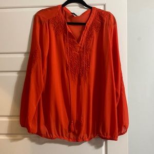 Lane Bryant Size 14/16 Orange Beaded Blouse